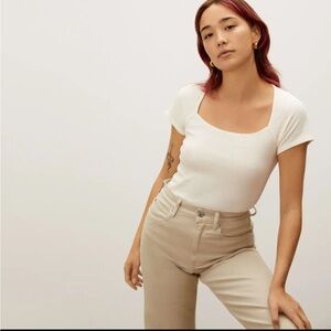 NWT Everlane Ribbed Square Neck Top Canvas White XXS